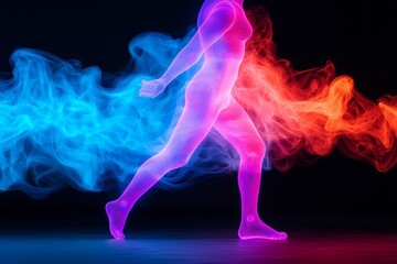 Neon Trails of a Dancer in Mid-Motion