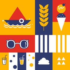 Flashy, Dazzling, Fresh Vacation-holiday flat art. Summer vibes will brighten up your day.