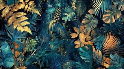 Vibrant Tropical Leaves and Greenery Background