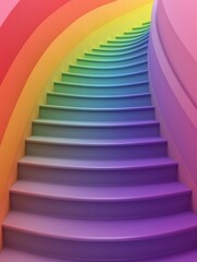 Obraz premium Colorful Spiral Staircase Leading to Dreamy Clouds