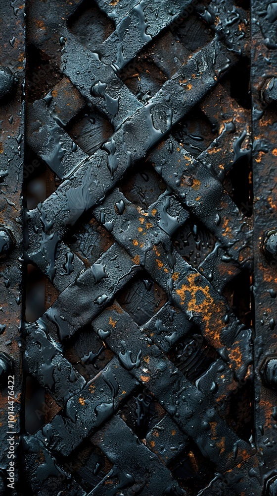 Wall mural Abstract Metal Grid Texture: Rusty, Weathered Iron Surface