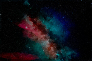 Watercolor Painting of a Starlit Sky and Fantasy Nebula