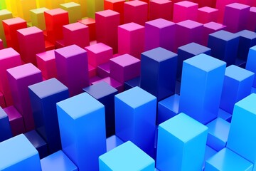 Fototapeta premium Colorful abstract background with heterogeneous pillars 3D illustration