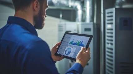 Engineer Monitoring Performance on Tablet Device