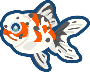 かわいい金魚（ジャンボ東錦）のイラスト