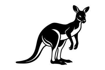 Cute kangaroo silhouette minimalistic vector art illustration