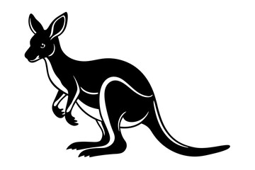 Cute kangaroo silhouette minimalistic vector art illustration