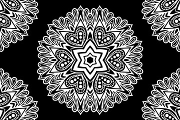 Coloring book for kids and adults handmade, doodling, zentangle, antistress. Black and white vector abstract mandala template. Pattern of the East, Asia, India, Mexico, Aztec, Peru isolated.