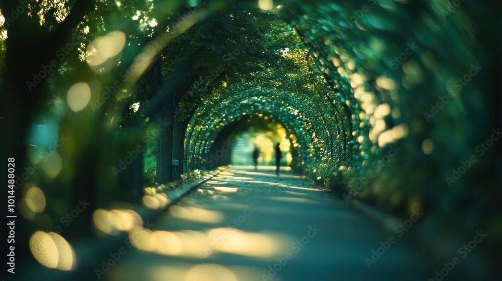 Poster Sunlit Path Through a Tunnel of Trees