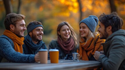 Obraz premium A joyful group of friends and family enjoying a sunny day in the park, surrounded by nature and laughter, with children playing and parents sharing happy moments