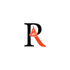 letter R with fire logo vector illustration template design