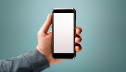 a hand holding a smartphone with a blank screen, perfect for app or design mockups.