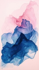 Obraz premium Soft pastel abstract art with flowing pink and blue shapes on canvas