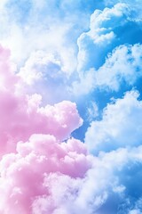 Fototapeta premium Soft pink and blue clouds create a dreamy atmosphere in the sky