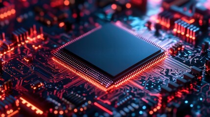 Illuminated Processor Chip on a Circuit Board