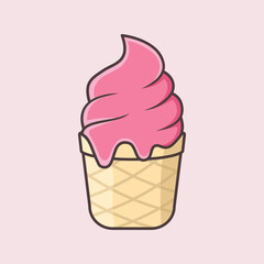 Strawberry ice cream cup. vector design