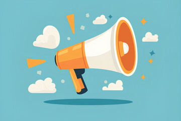 Megaphone with Important Announcement. flat