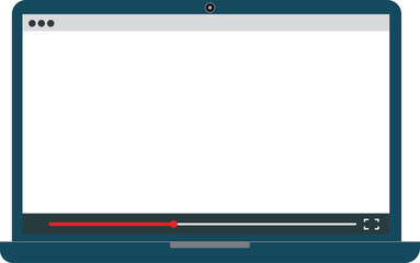 laptop screen mockup video play, ads mockup transparent background.
