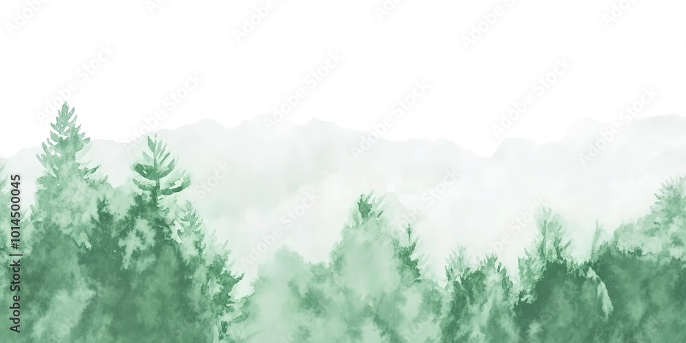 Wall mural Minimalistic watercolor landscape background. Simple watercolor landscape painting 