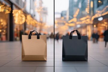 Black Friday Price Comparison: A split-screen image showing two different online stores with the same product at different prices. One side shows the Black Friday discount, emphasizing the importance 