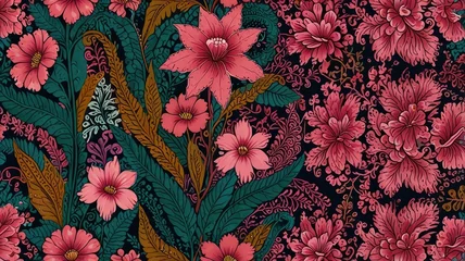 Wandcirkels aluminium Indonesian batik motifs with very distin pink background © BONDET LUCKY