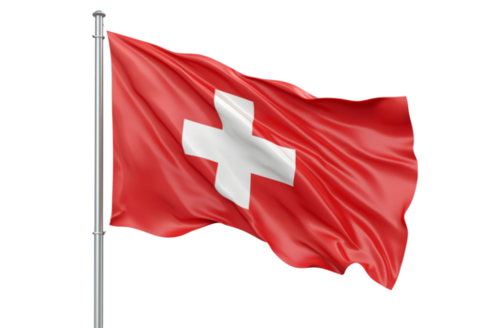 the waving flag of Switzerland with textured patterns.