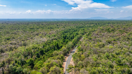 Aerial view Phuoc Buu Nature Reserve at Ba Ria Vung Tau. Concept travel trip in Vietnam nature beautiful landmark.
