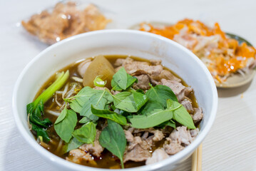 vietnamese noodles with pork and basil soup