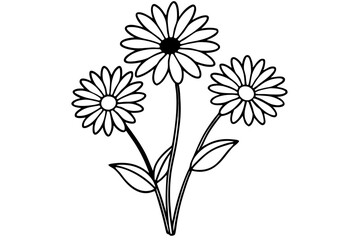 
daisy flower silhouette vector, daisy flower outline vector illustration
