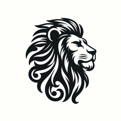 Majestic Lion Head Illustration Ornate Mane, Profile View