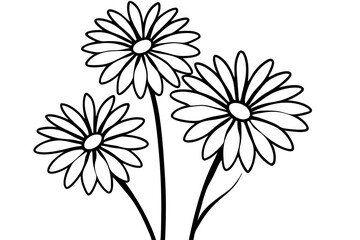 
daisy flower silhouette vector, daisy flower outline vector illustration
