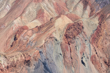 Colorful landscape detail of mineral mountainside, Aini, Sughd, Tajikistan