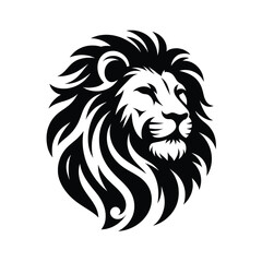 Fototapeta premium Majestic Lion Head Stylized Black and White Vector Illustration