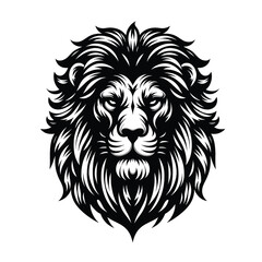 Obraz premium Majestic Lion Head Vintage Black and White Illustration