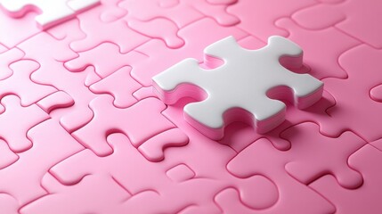 Floating Puzzle Piece on a Pastel Pink Gradient Background for Creative Projects