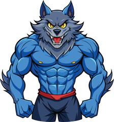 muscular wolf Vector