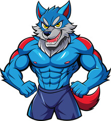 muscular wolf Vector