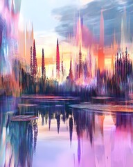 Obraz premium Captivating Rhythmic Patterns in a Dreamlike Architectural Landscape