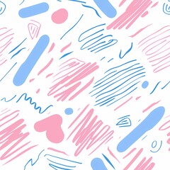 Abstract pattern featuring dynamic pastel pink and blue brush strokes on white.