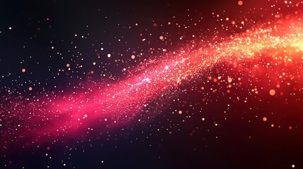 Fototapeta premium Abstract background with red and orange glowing particles scattered on dark background.