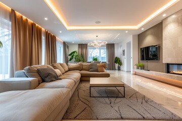Stylish living room interior in modern house.