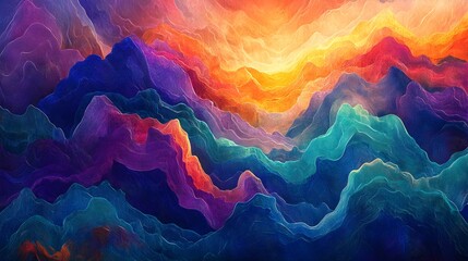 Rhythmic Immersion in a Cosmic Dreamscape Vibrant Flowing Patterns and Ethereal Landscapes