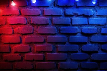 Lighting Effect red and blue on brick wall for background party happy new year happiness concept , For showing products or placing products with generative ai