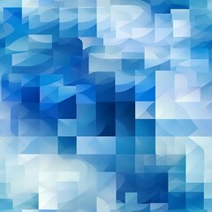 Fototapeta premium Vibrant patterned geometric design with blue, orange, and beige squares.