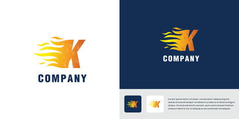 Letter K fire logo design template