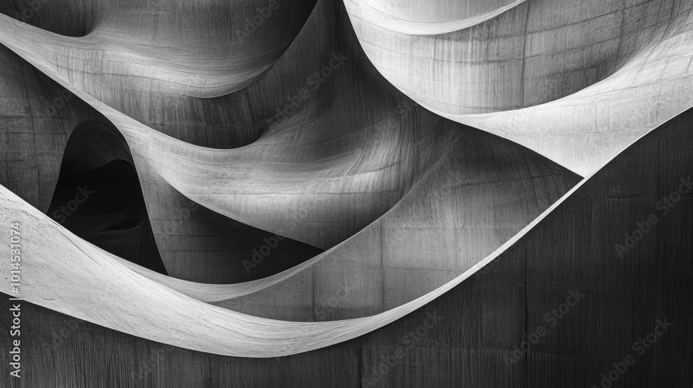 Poster abstract black-and-white image showcasing flowing curves and textures in a natural setting.