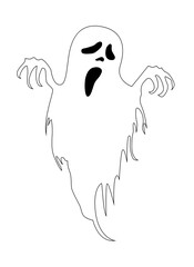 A terrifying ghost on a white background in illustrator