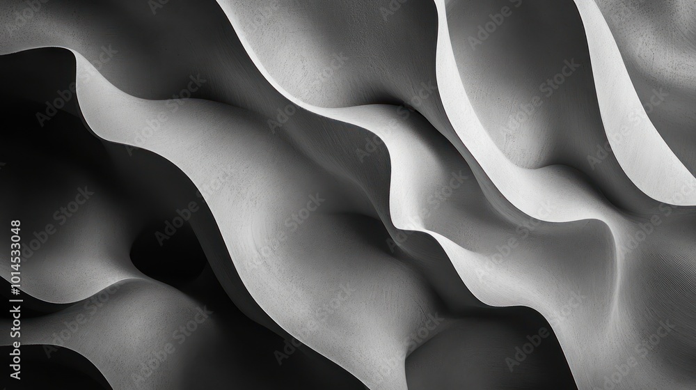 Poster abstract monochrome waves create a dynamic, fluid texture in a minimalist design.