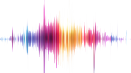 Colorful Digital Equalizer Sound Wave - Vibrant Frequency Spectrum on white and transparent background. PNG