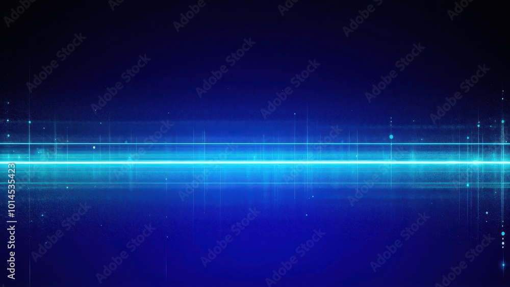 Poster abstract blue digital background with glowing lines and particles.